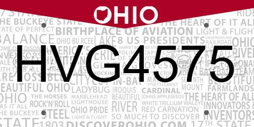 HVG4575 Ohio License Plate