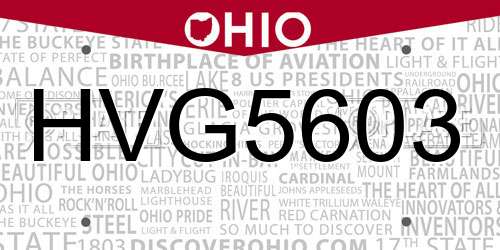 HVG5603 Ohio License Plate