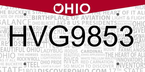 HVG9853 Ohio License Plate