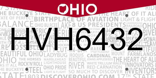 HVH6432 Ohio License Plate