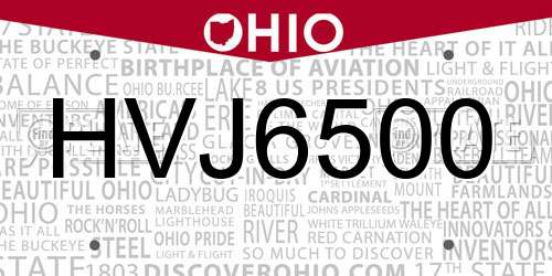 HVJ6500 Ohio License Plate