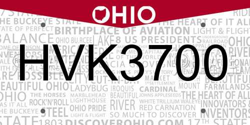 HVK3700 Ohio License Plate