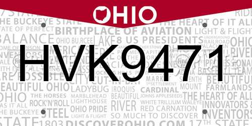HVK9471 Ohio License Plate