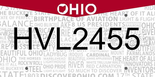 HVL2455 Ohio License Plate