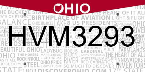 HVM3293 Ohio License Plate
