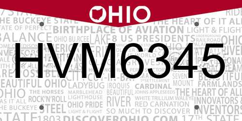HVM6345 Ohio License Plate