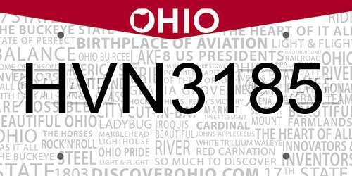 HVN3185 Ohio License Plate