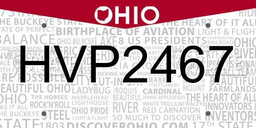 HVP2467 Ohio License Plate