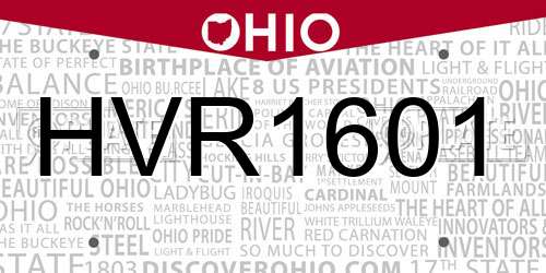 HVR1601 Ohio License Plate