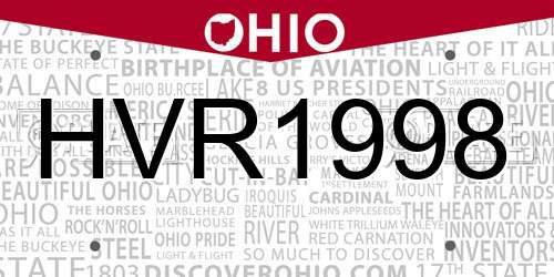 HVR1998 Ohio License Plate