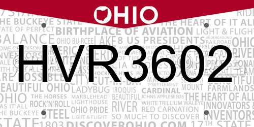 HVR3602 Ohio License Plate