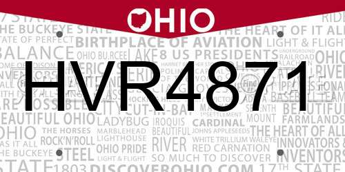 HVR4871 Ohio License Plate
