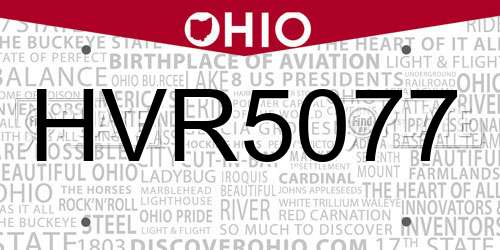 HVR5077 Ohio License Plate