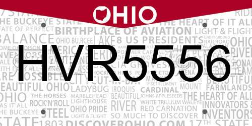 HVR5556 Ohio License Plate