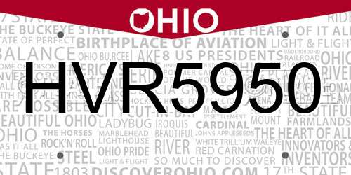 HVR5950 Ohio License Plate
