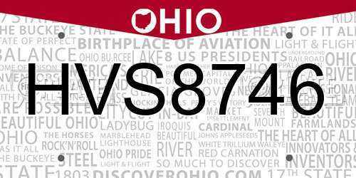 HVS8746 Ohio License Plate