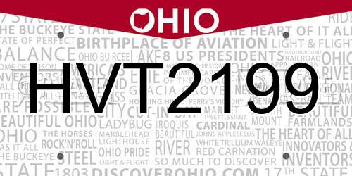 HVT2199 Ohio License Plate