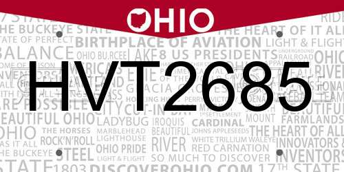 HVT2685 Ohio License Plate