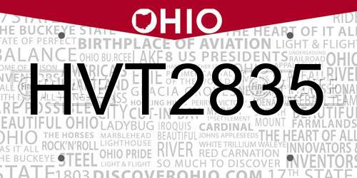 HVT2835 Ohio License Plate