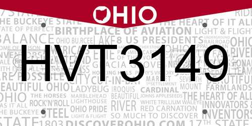 HVT3149 Ohio License Plate