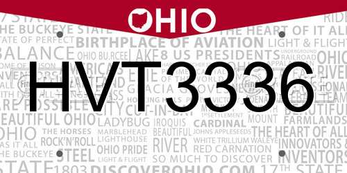 HVT3336 Ohio License Plate