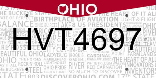 HVT4697 Ohio License Plate
