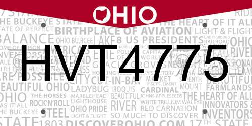 HVT4775 Ohio License Plate