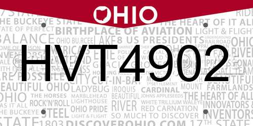 HVT4902 Ohio License Plate