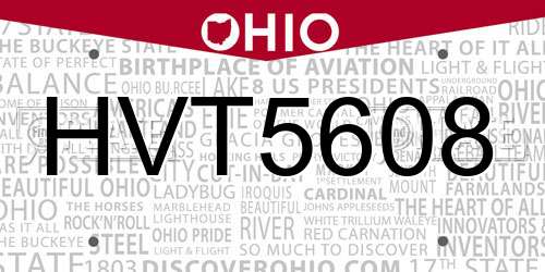 HVT5608 Ohio License Plate