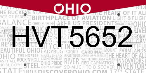 HVT5652 Ohio License Plate