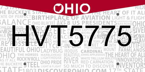 HVT5775 Ohio License Plate