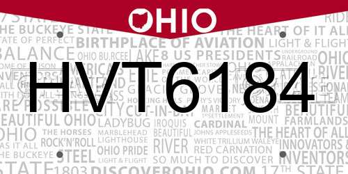 HVT6184 Ohio License Plate