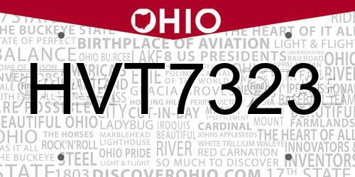 HVT7323 Ohio License Plate