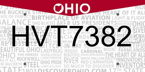 HVT7382 Ohio License Plate