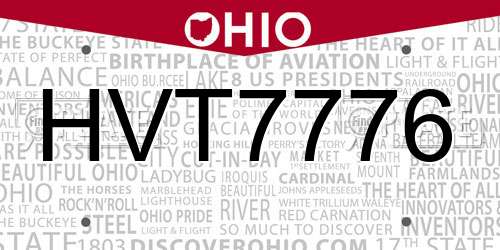 HVT7776 Ohio License Plate