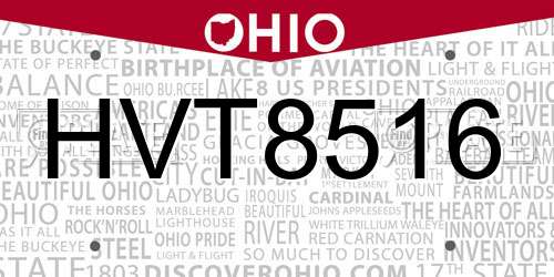 HVT8516 Ohio License Plate