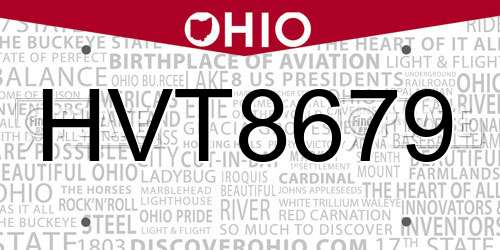 HVT8679 Ohio License Plate