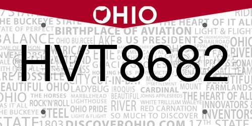 HVT8682 Ohio License Plate