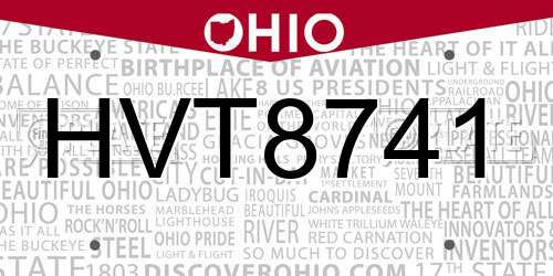 HVT8741 Ohio License Plate