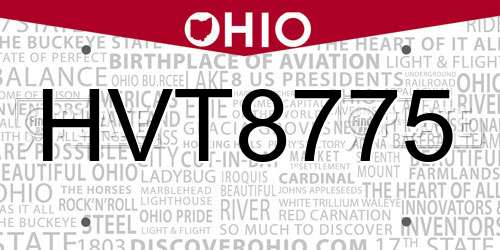 HVT8775 Ohio License Plate