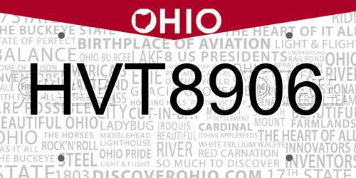 HVT8906 Ohio License Plate