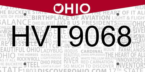 HVT9068 Ohio License Plate