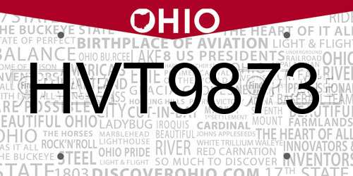 HVT9873 Ohio License Plate