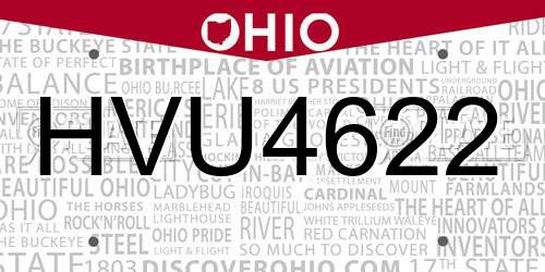 HVU4622 Ohio License Plate