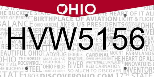 HVW5156 Ohio License Plate