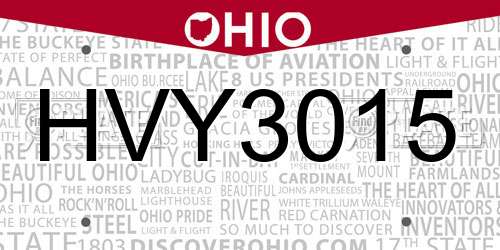 HVY3015 Ohio License Plate