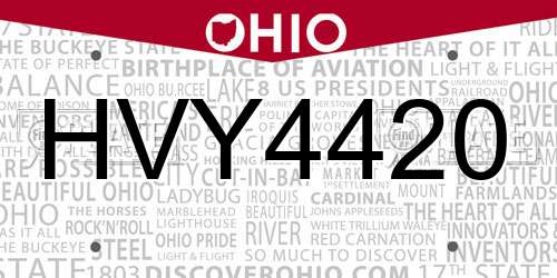 HVY4420 Ohio License Plate