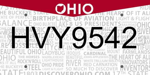 HVY9542 Ohio License Plate