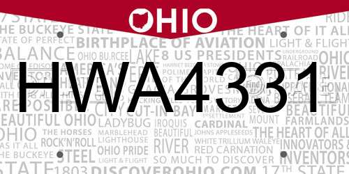 HWA4331 Ohio License Plate