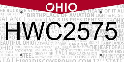 HWC2575 Ohio License Plate